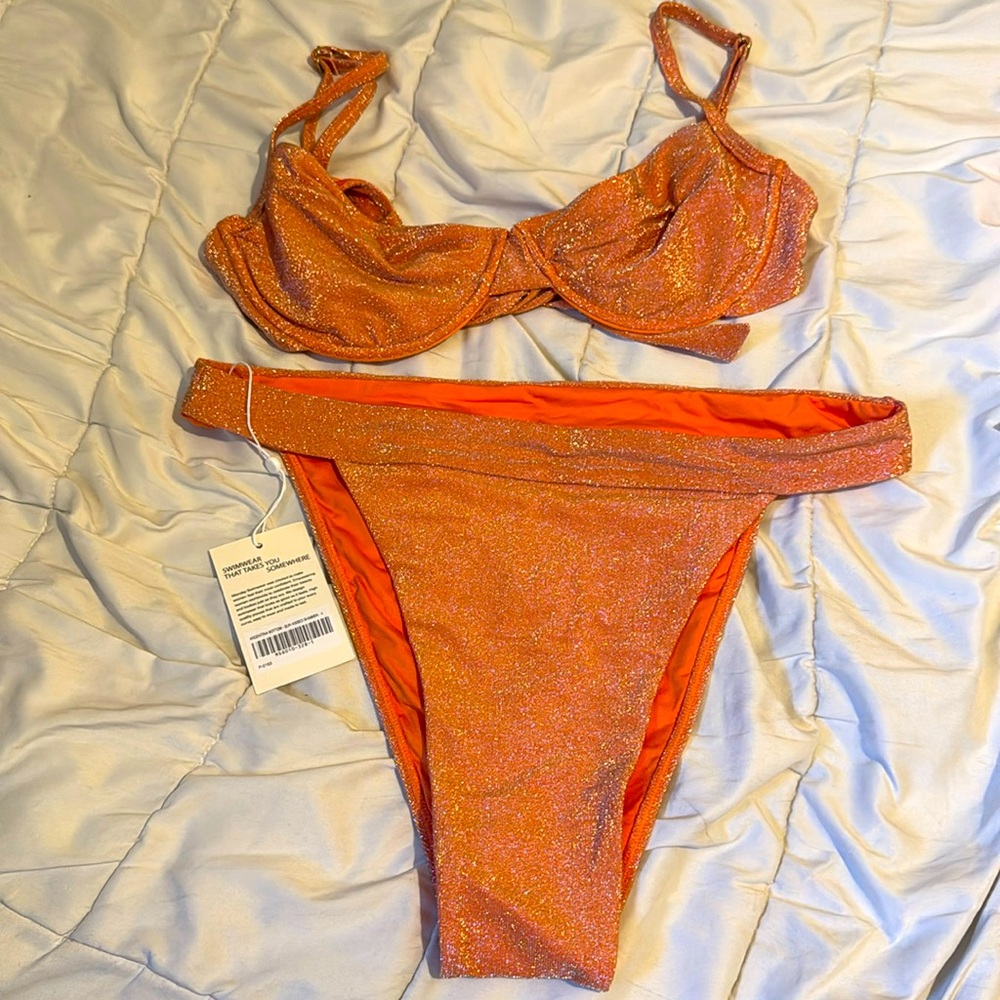 Monday Swimwear Sparkling Orange High-Cut Bikini
